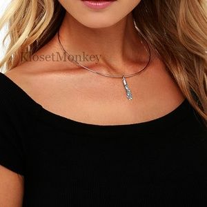 Silver Delicate Lightweight Tassel Choker Necklace